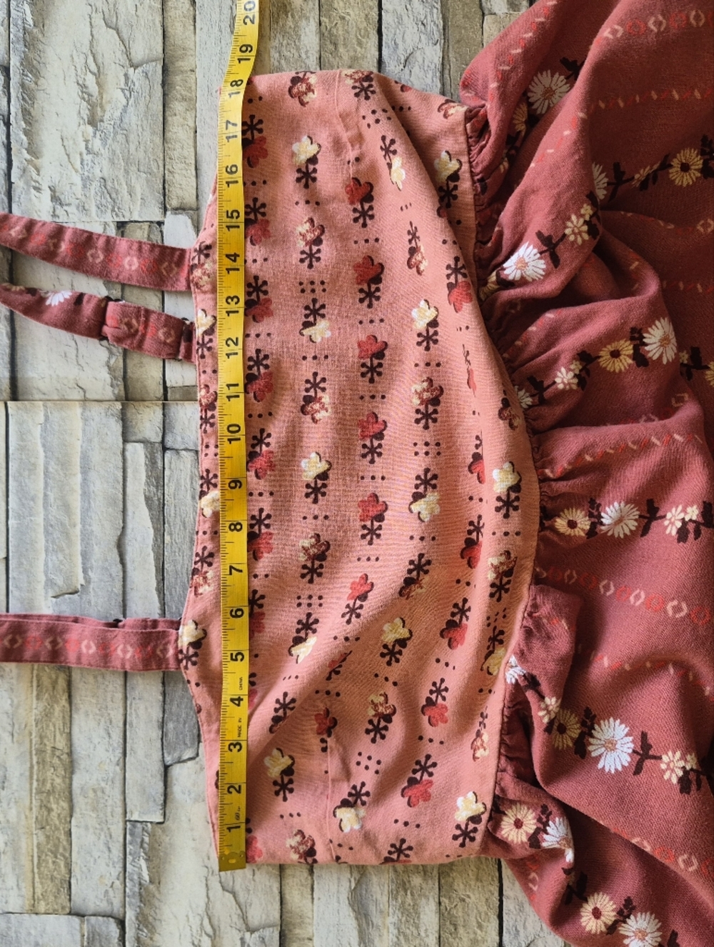 Sonoma Floral Midi Dress Women's L Terracotta Boho Smocked Pocket Linen Blend - Picture 6 of 13